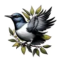 swallow bird olive branch wrapped ; tattoo design idea