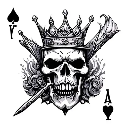 KAMIKAZE king of spade tattoo design idea