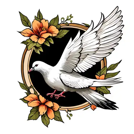 white feather with doves tattoo design idea