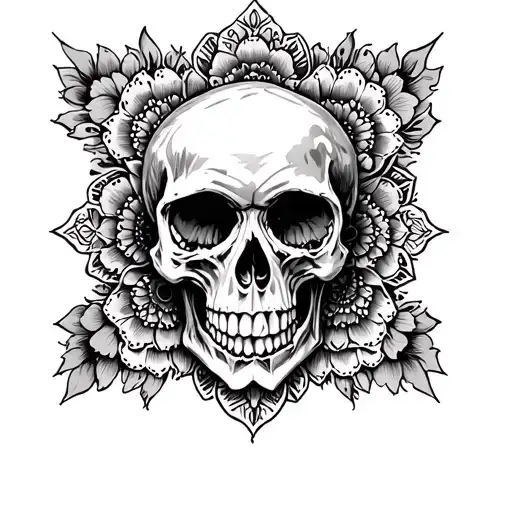 skull and mandala tattoo design idea