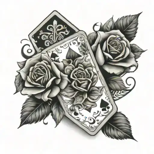 western designs and ace cards and roses tattoo design idea