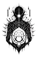 cyber sigilism back tattoo tattoo design idea