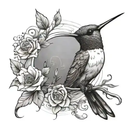 dolce far niente and hummingbird perched tattoo design idea
