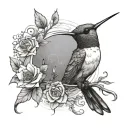 dolce far niente and hummingbird perched tattoo design idea