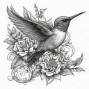 dolce far niente and hummingbird perched tattoo design idea