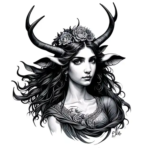 Right arm cuff virgin Aquarius Taurus tattoo design idea