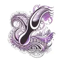 blackout with purple soundwaves emanating tattoo design idea