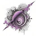 blackout with purple soundwaves emanating tattoo design idea