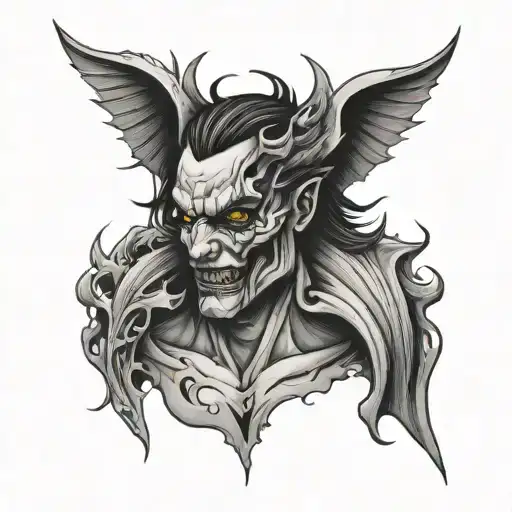half angel half devil face ripping apart tattoo design idea