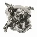 jesus saving peter in the sea of galleli tattoo design idea