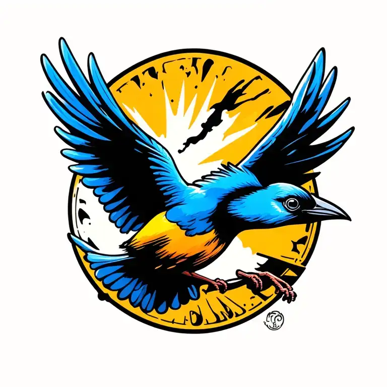 small blue bird soaring tattoo design idea