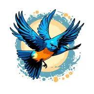 small blue bird soaring tattoo design idea