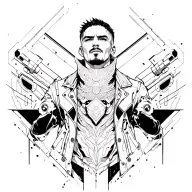 male style sandevistan from cyberpunk 2077 cyberware symetrical tattoo design idea