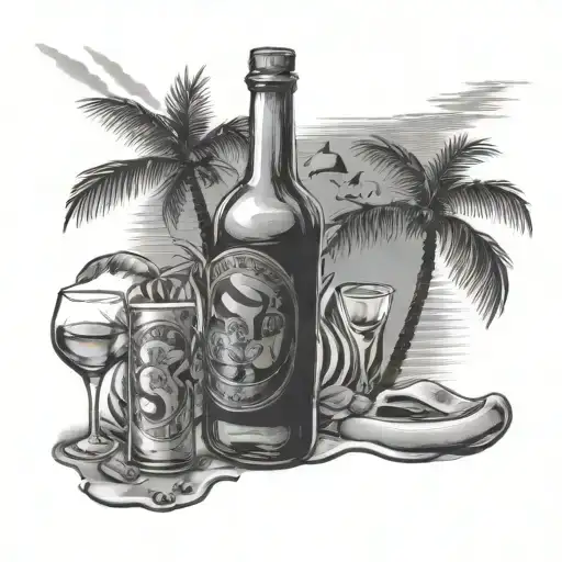 Spain alcohol beach tattoo design idea