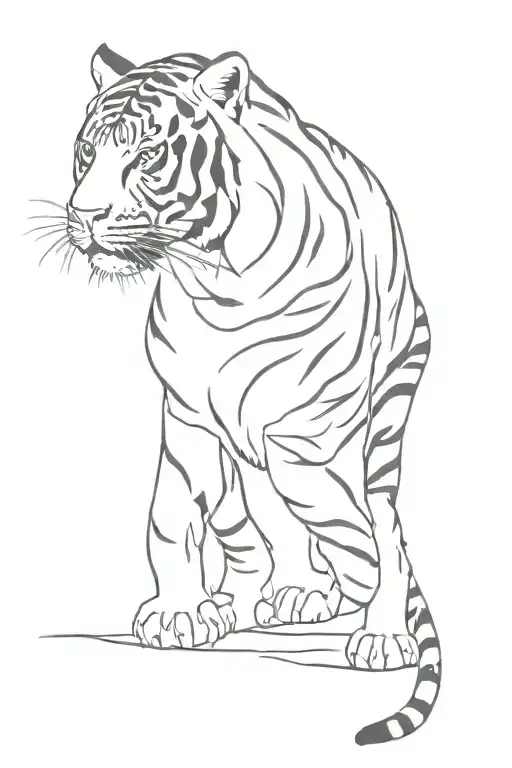tiger walking tattoo design idea