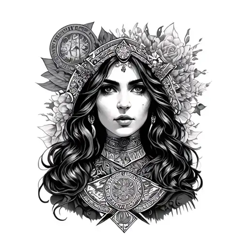 fortune teller woman tattoo design idea