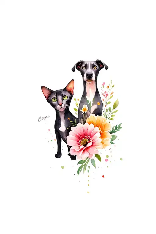 Cats, Weimaraner, Gerbra tattoo design idea