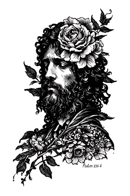 Psalm 23:4 Verse with imagery tattoo design idea