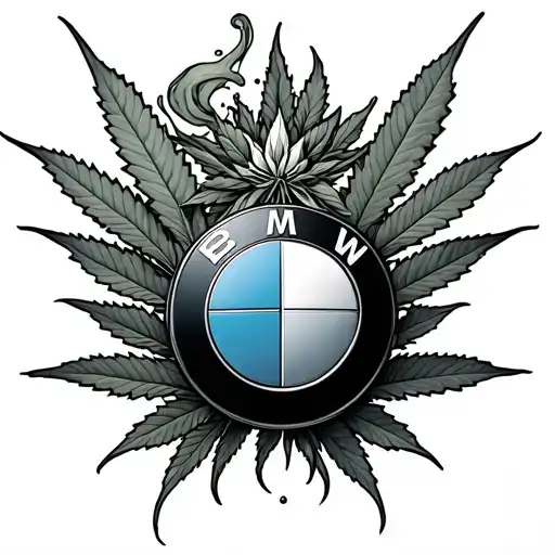 bmw and smoke weed tattoo design idea