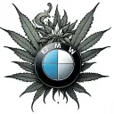 bmw and smoke weed tattoo design idea