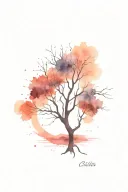 tree, lines, convolutions, lightning tattoo design idea