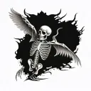 skeleton with broken wings  tattoo design idea