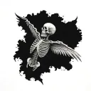 skeleton with broken wings  tattoo design idea