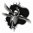 skeleton with broken wings  tattoo design idea