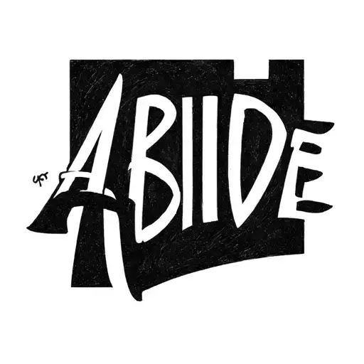 “A simple, minimalist forearm tattoo design featuring the word ‘ABIDE’ in clean, bold lettering. Surrounding the word is tattoo design idea