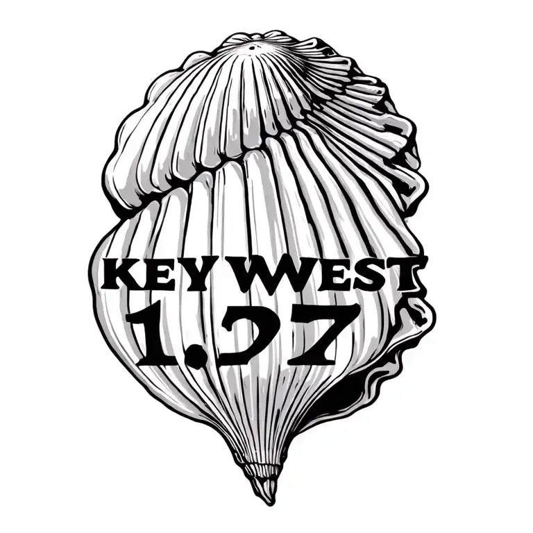 "1977" Key West Conch shell tattoo design idea