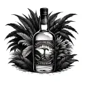 Rum Bottle with a jungle in it tattoo design idea