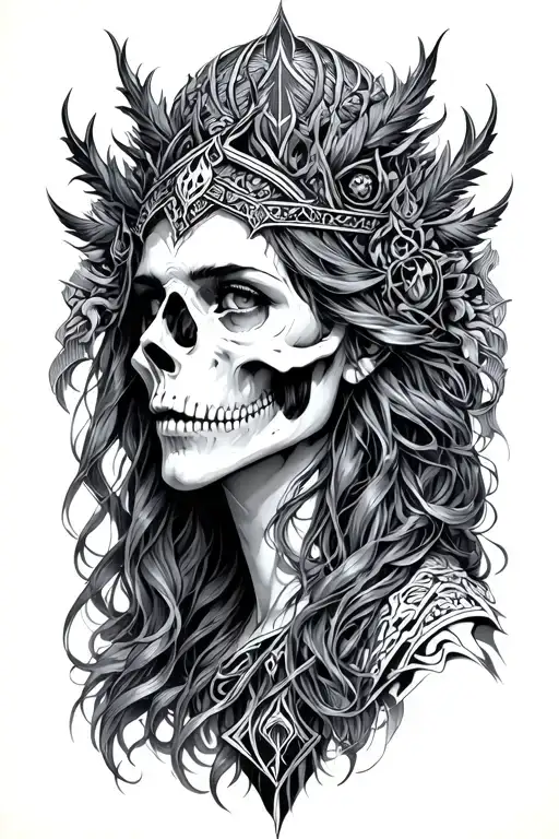 hel nordic godess of death tattoo design idea