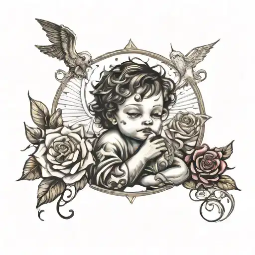 god blessed child surrounded tattoo design idea