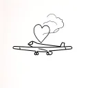 small plane with heart made with trail from the plane tattoo design idea