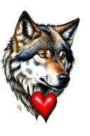 Wolf with heart tattoo design idea