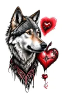 Wolf with heart tattoo design idea