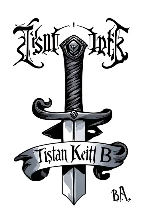 "Tristan Keith B.A." sword wrapped tattoo design idea
