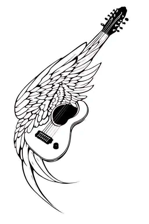 guitar wings tattoo design idea