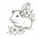 guinea pig with wings and flowers tattoo design idea