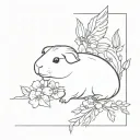 guinea pig with wings and flowers tattoo design idea