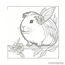 guinea pig with wings and flowers tattoo design idea