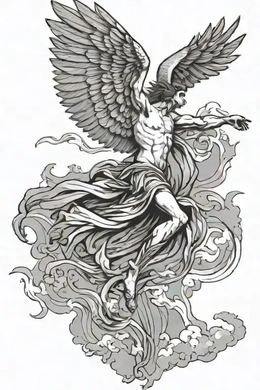 falling Icarus falling from the sky tattoo design idea