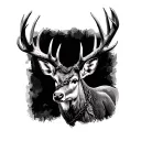 deer antlers with barbed wire wrapped tattoo design idea