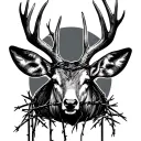 deer antlers with barbed wire wrapped tattoo design idea
