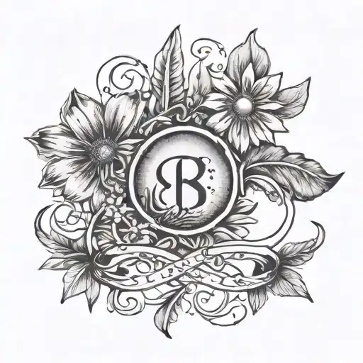 An infinity sign incorporating a feather, a mountain, and a daisy, signifying eternal love. tattoo design idea