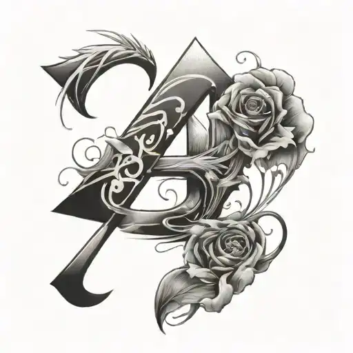 number 4 mixed with letters G F M V incorporated tattoo design idea