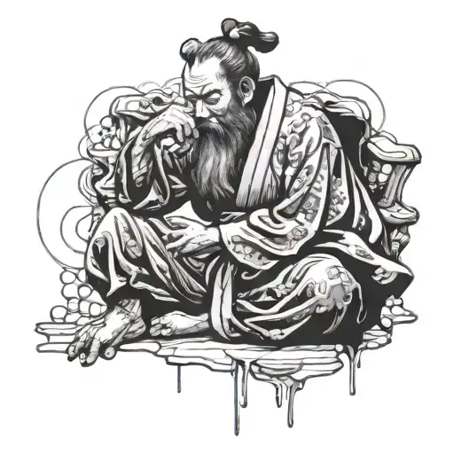 Rodin Samurai Thinker tattoo design idea