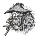 Rodin Samurai Thinker tattoo design idea