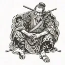 Rodin Samurai Thinker tattoo design idea
