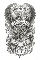 strength courage faith tattoo design idea